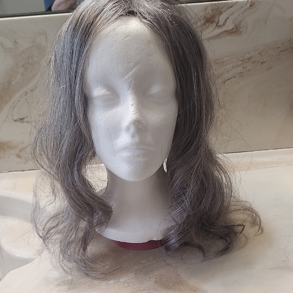 Women's Synthetic Wavy Topper Wig in Ash Gray